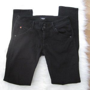 Hudson Black Skinny Jeans Distressed Knees 27
